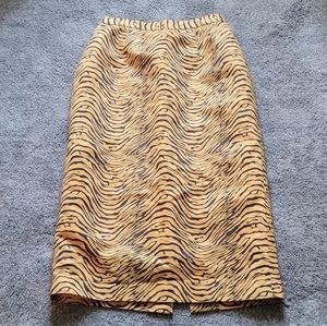Gorgeous Tiger Print Midi Skirt Sumptuous Faux Suede A Rare Find!